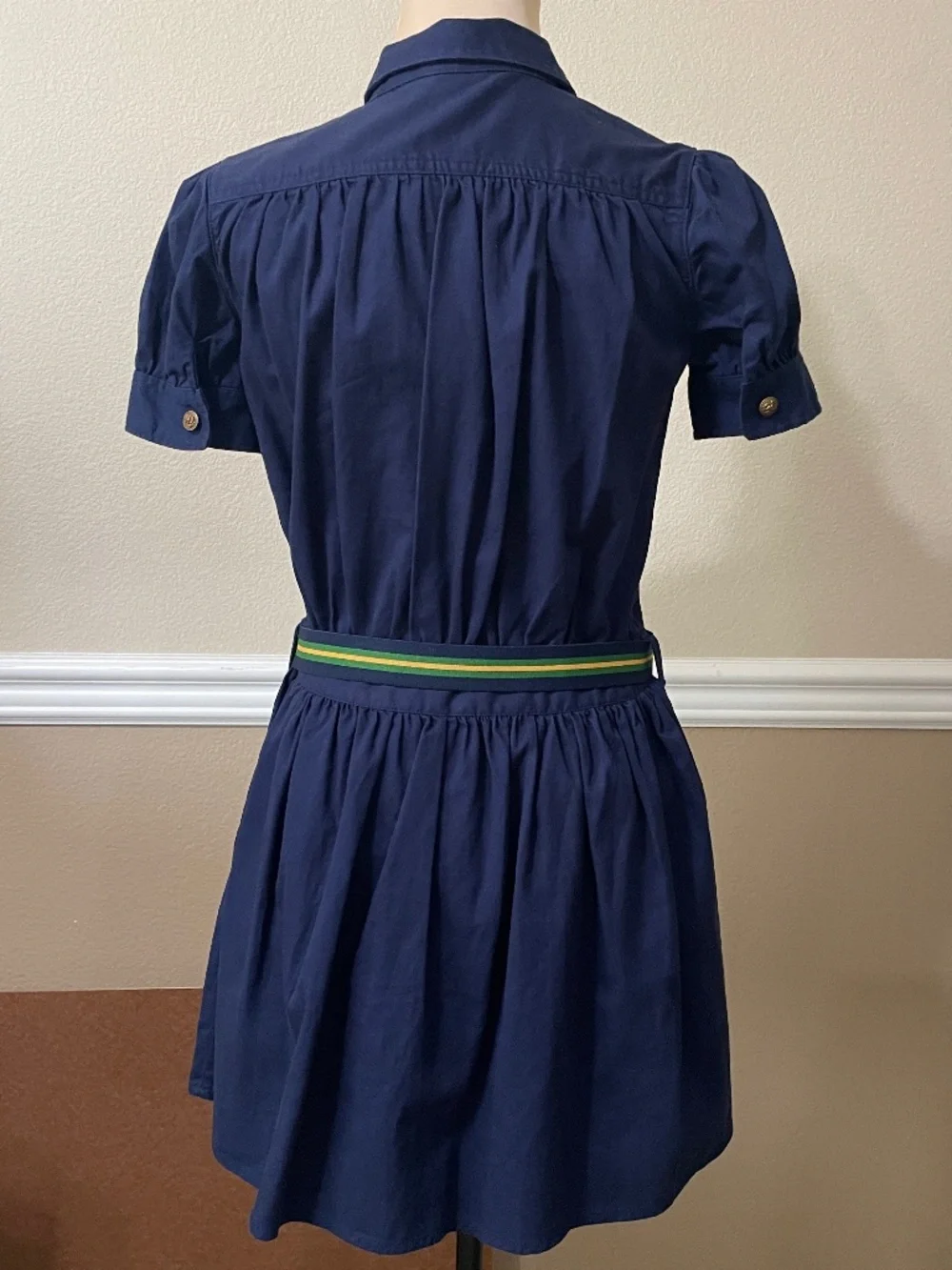 Polo Ralph Lauren Navy Blue Button Front Cotton Shirt Dress